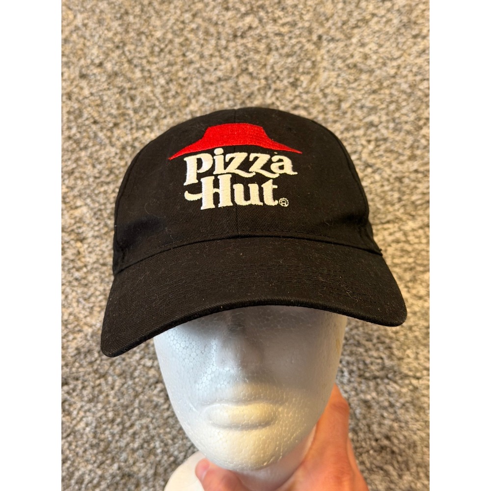Pizza Hut Baseball Cap Mens OSFA Black Logo Uniform Hat Cotton Strapback